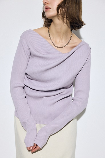 ドレープ長袖ニットトップス