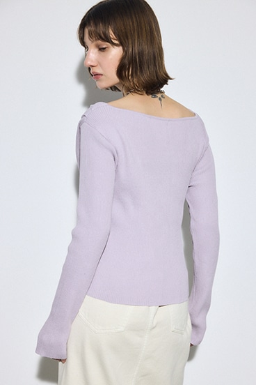 ドレープ長袖ニットトップス 詳細画像