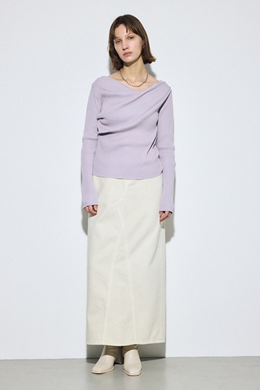 ドレープ長袖ニットトップス 詳細画像