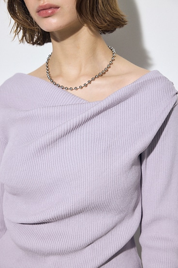 ドレープ長袖ニットトップス 詳細画像