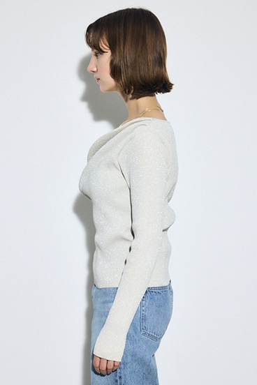 ドレープ長袖ニットトップス 詳細画像