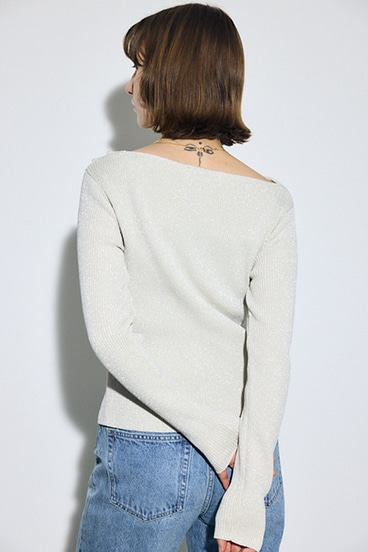 ドレープ長袖ニットトップス 詳細画像