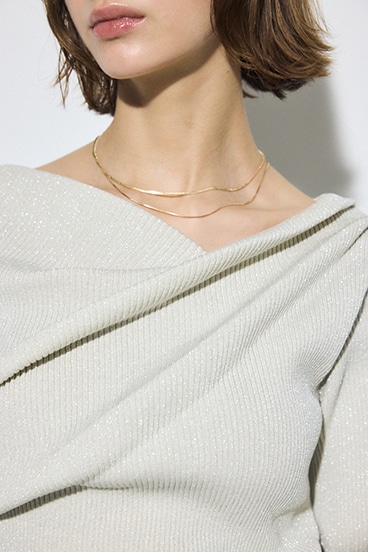 ドレープ長袖ニットトップス 詳細画像