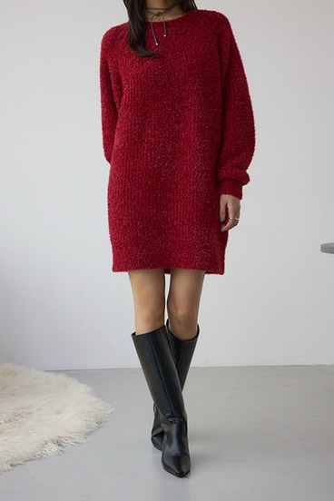 ラメシャギーニットワンピース