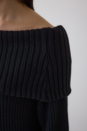 オフショルロングニットワンピース 詳細画像