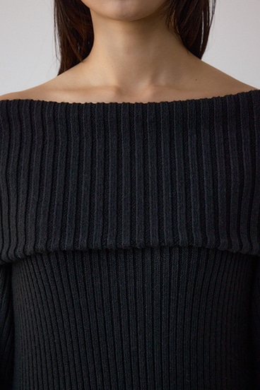 オフショルロングニットワンピース 詳細画像