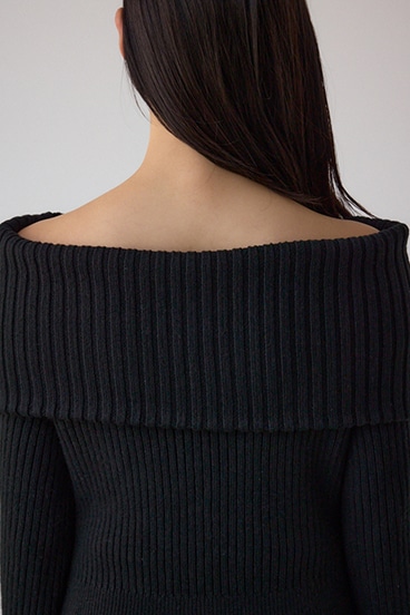 オフショルロングニットワンピース 詳細画像