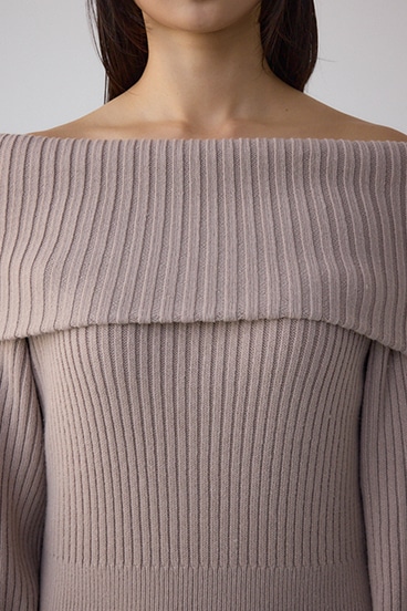 オフショルロングニットワンピース 詳細画像