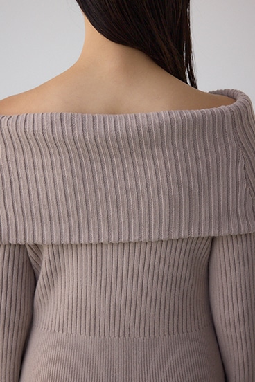 オフショルロングニットワンピース 詳細画像