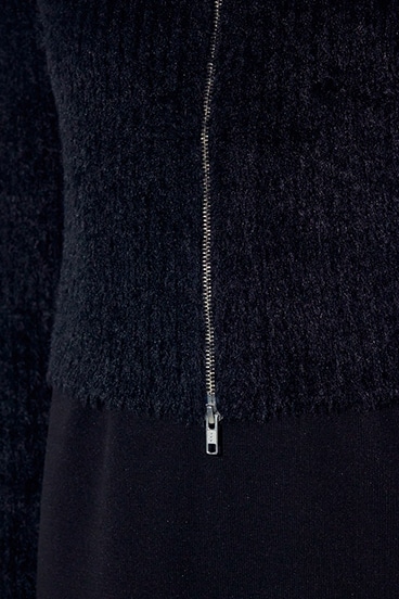 Wジップシャギーカーデセットニットワンピース 詳細画像