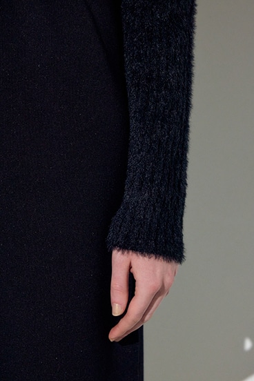 Wジップシャギーカーデセットニットワンピース 詳細画像