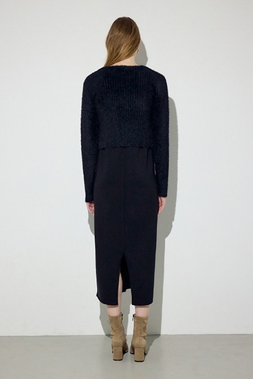 Wジップシャギーカーデセットニットワンピース 詳細画像