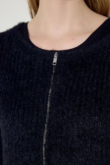 Wジップシャギーカーデセットニットワンピース 詳細画像