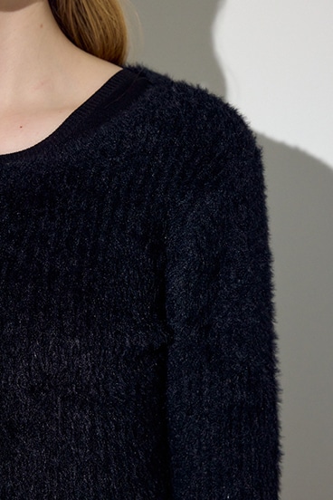 Wジップシャギーカーデセットニットワンピース 詳細画像