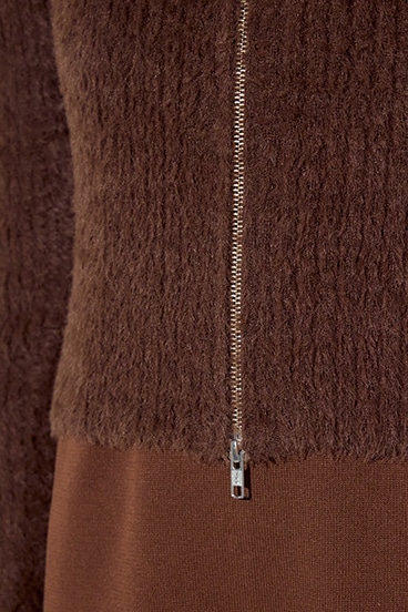 Wジップシャギーカーデセットニットワンピース 詳細画像