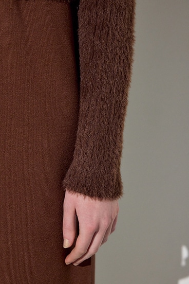 Wジップシャギーカーデセットニットワンピース 詳細画像