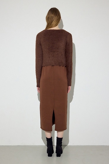 Wジップシャギーカーデセットニットワンピース 詳細画像