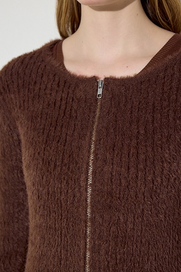 Wジップシャギーカーデセットニットワンピース 詳細画像