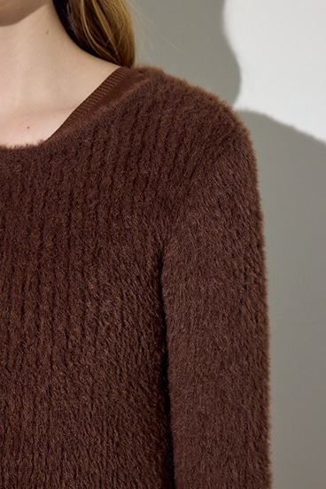 Wジップシャギーカーデセットニットワンピース 詳細画像