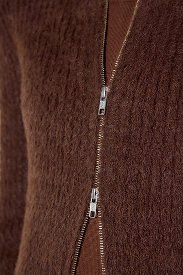 Wジップシャギーカーデセットニットワンピース 詳細画像