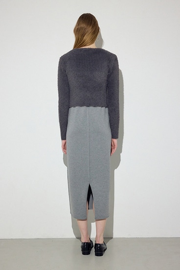 Wジップシャギーカーデセットニットワンピース 詳細画像