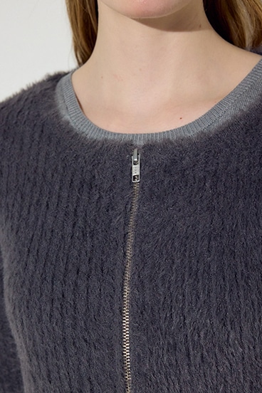 Wジップシャギーカーデセットニットワンピース 詳細画像