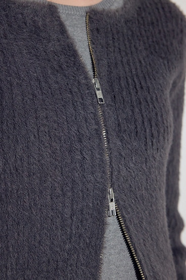 Wジップシャギーカーデセットニットワンピース 詳細画像