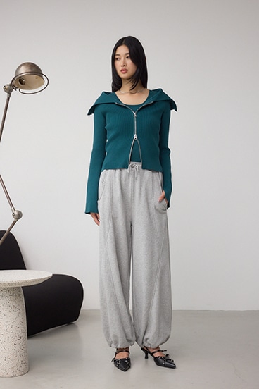 切り替えデザインスウェットワイドパンツ 詳細画像