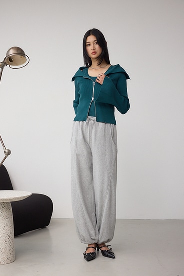 切り替えデザインスウェットワイドパンツ 詳細画像