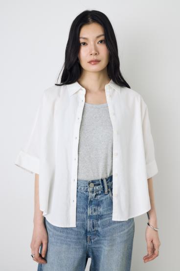 フレンチリネンCOOLMAXショートドルマンシャツ 詳細画像