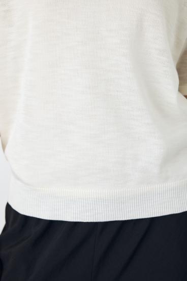 シアークルーネックニットトップス 詳細画像