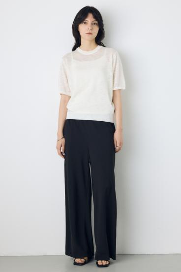 シアークルーネックニットトップス 詳細画像