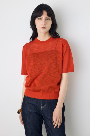 シアークルーネックニットトップス