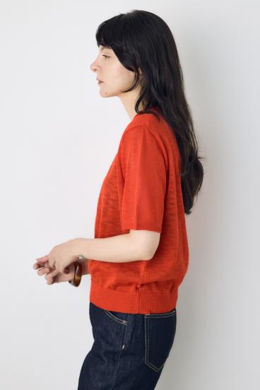 シアークルーネックニットトップス 詳細画像
