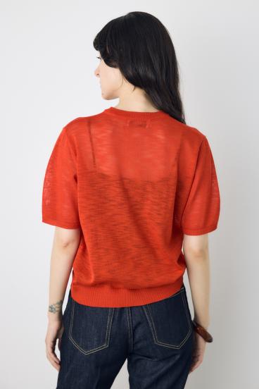 シアークルーネックニットトップス 詳細画像