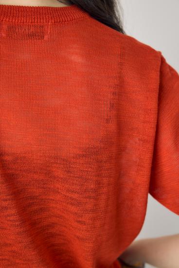 シアークルーネックニットトップス 詳細画像