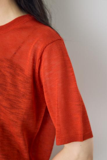 シアークルーネックニットトップス 詳細画像