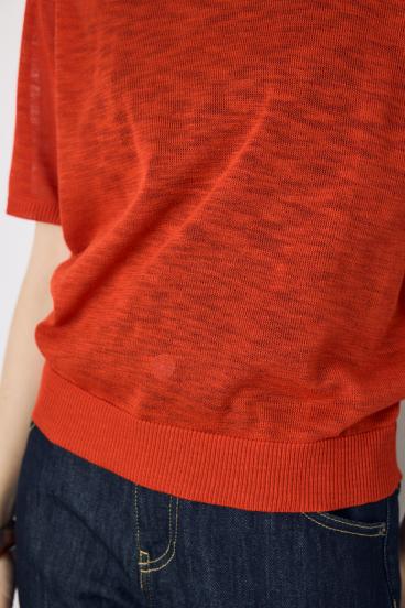 シアークルーネックニットトップス 詳細画像