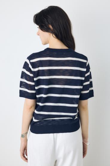 シアークルーネックニットトップス 詳細画像