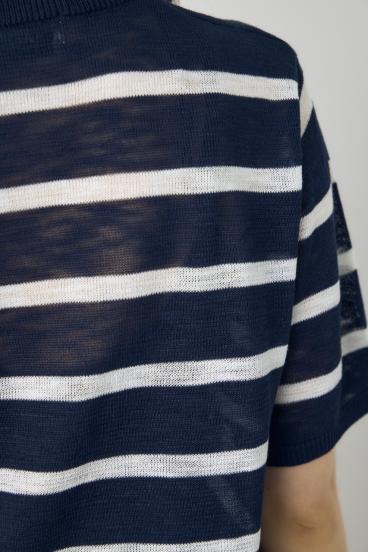 シアークルーネックニットトップス 詳細画像