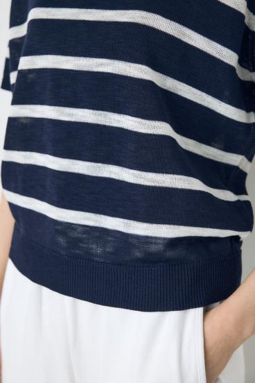 シアークルーネックニットトップス 詳細画像