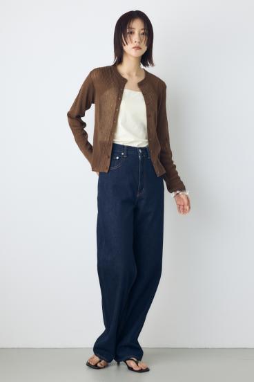 シアーリブ長袖ニットカーディガン 詳細画像