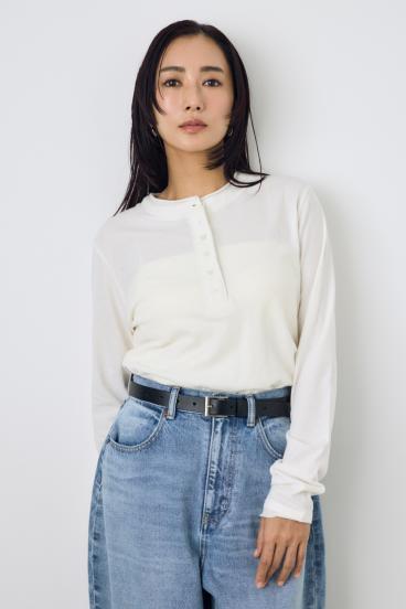 ドライタッチ ヘンリーネックトップス