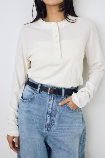 ドライタッチ ヘンリーネックトップス