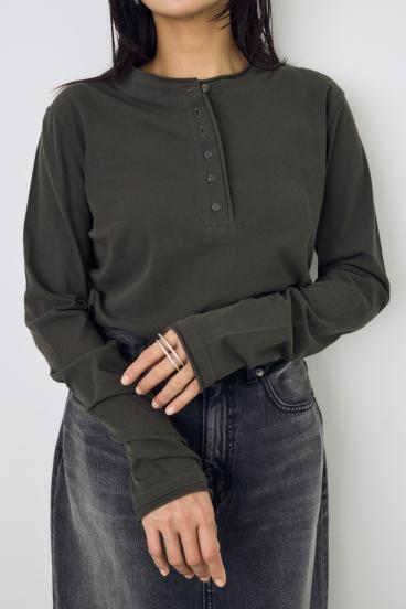 ドライタッチ ヘンリーネックトップス 詳細画像