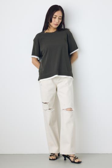 【WEB限定】AZUL DENIM ダメージストレートデニムロング丈 詳細画像