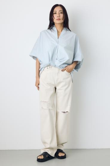 【WEB限定】AZUL DENIM ダメージストレートデニムロング丈 詳細画像