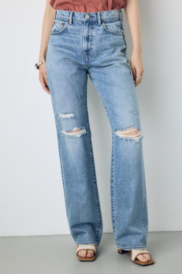 【WEB限定】AZUL DENIM ダメージストレートデニムロング丈