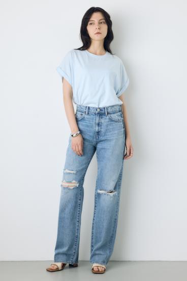 【WEB限定】AZUL DENIM ダメージストレートデニムロング丈 詳細画像