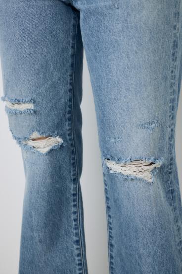 【WEB限定】AZUL DENIM ダメージストレートデニムロング丈 詳細画像